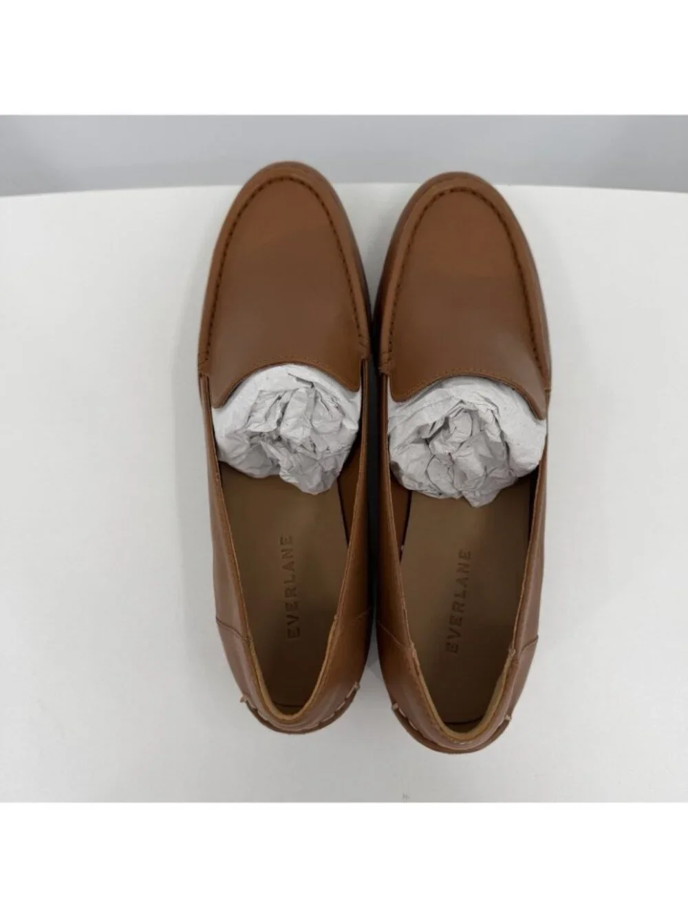 Everlane The Modern Loafer in Camel-Tan Leather sz 9.5 Stacked Heel Cushioned